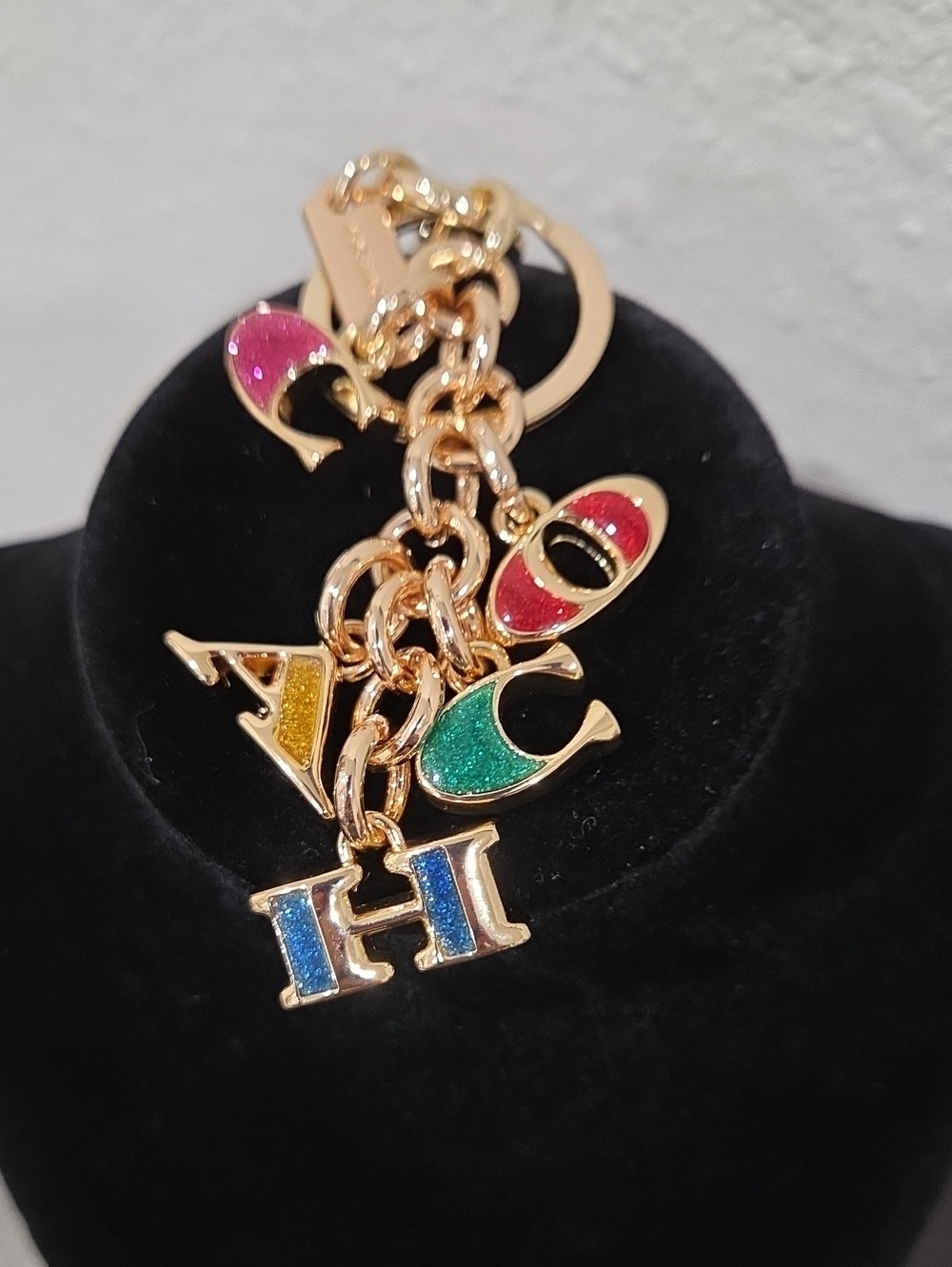 Coach Charm Multicolor Letter Charm Bracelet - Blue, Green, Pink, Red, Yellow